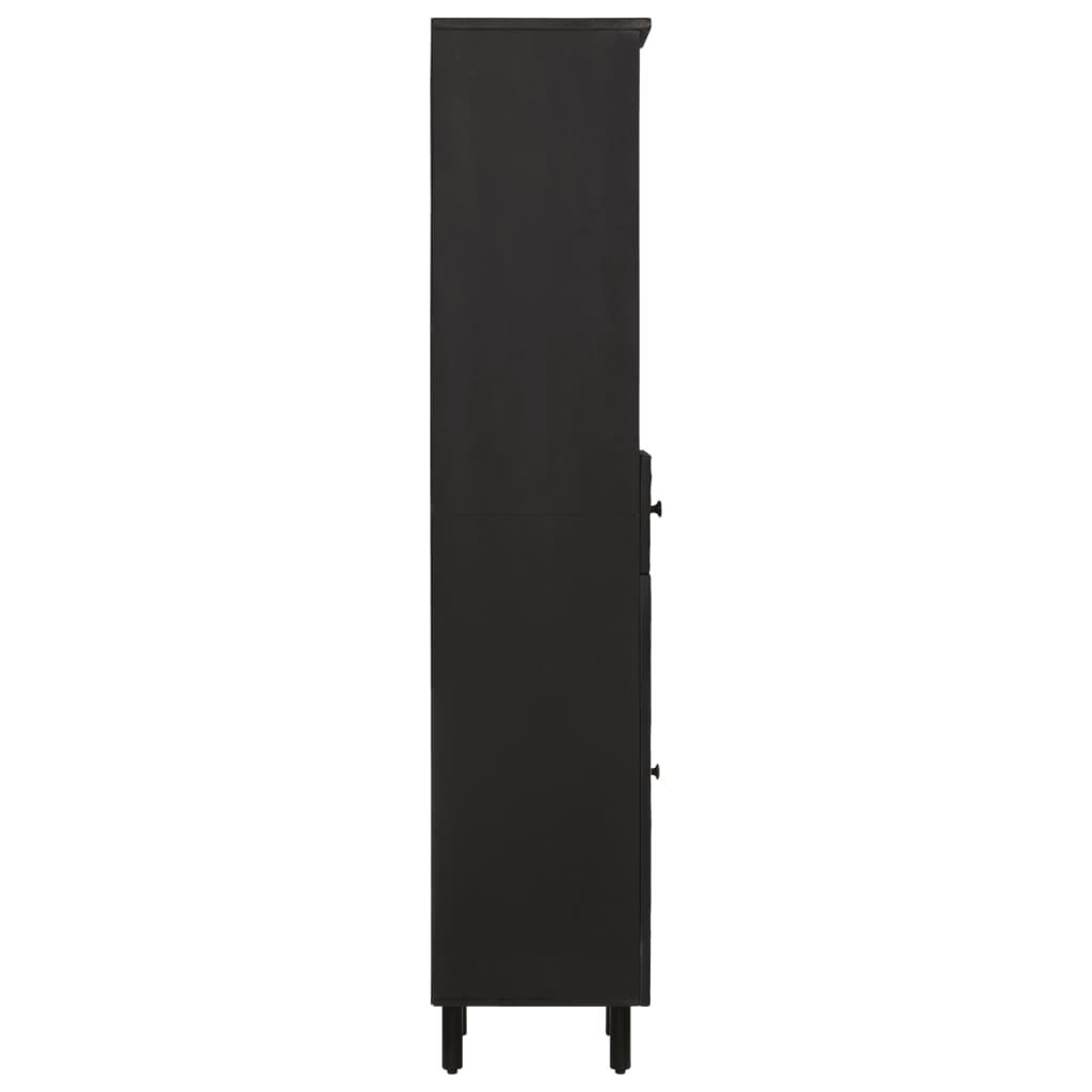 Bathroom cabinet, black, 38x33x160cm, solid mango wood
