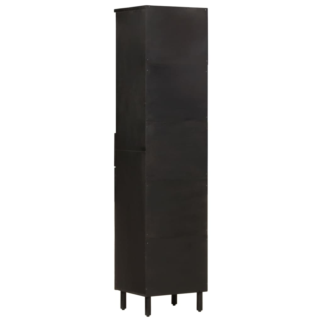 Bathroom cabinet, black, 38x33x160cm, solid mango wood