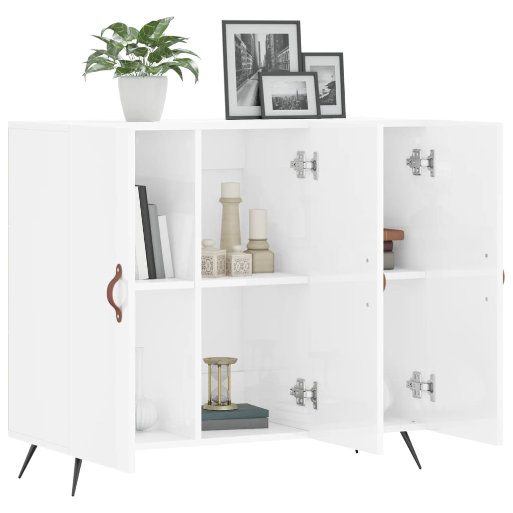 Sideboard, white, 90x34x80cm, engineered wood, high gloss