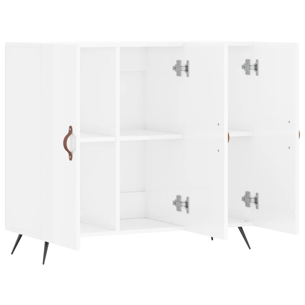 Sideboard, white, 90x34x80cm, engineered wood, high gloss
