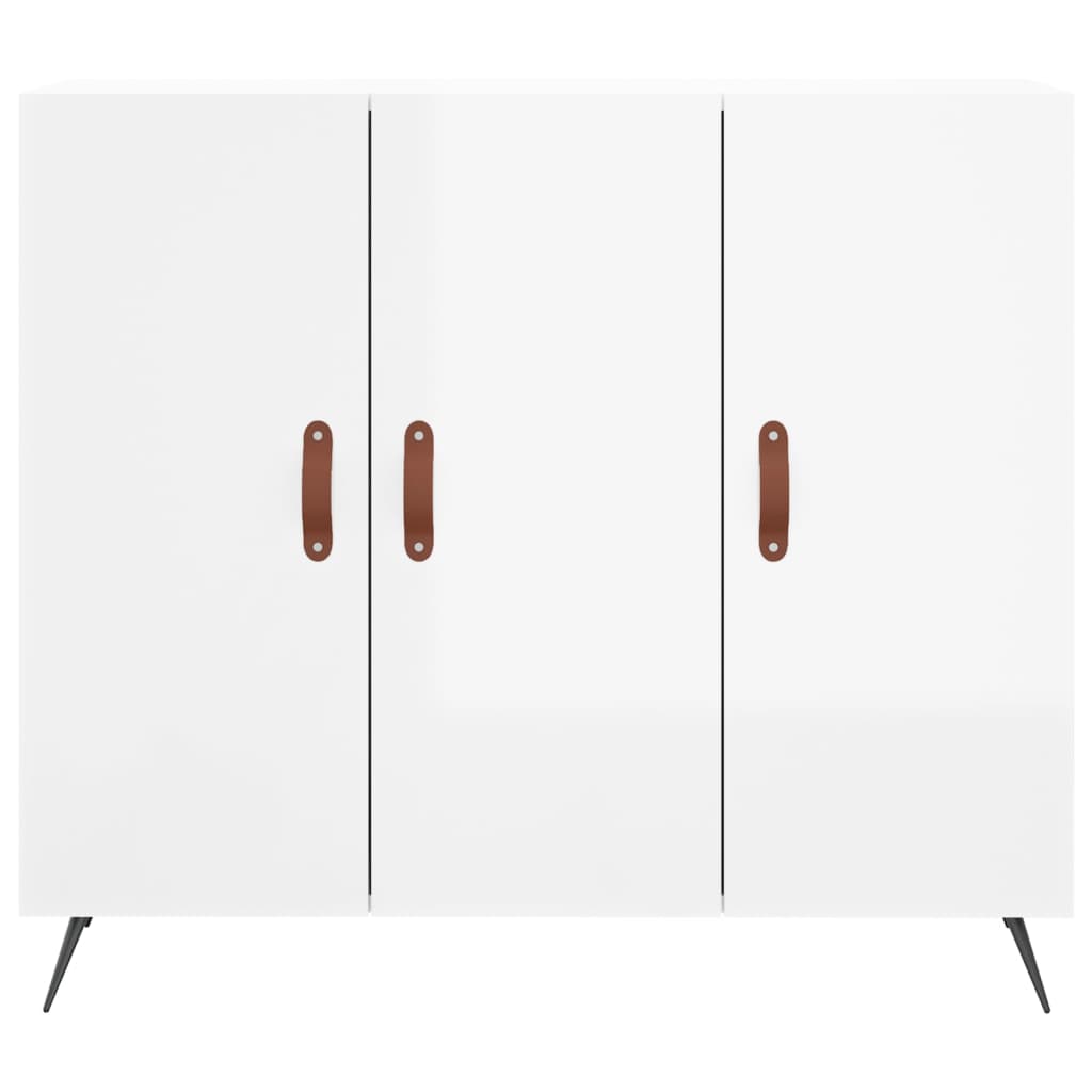 Sideboard, white, 90x34x80cm, engineered wood, high gloss