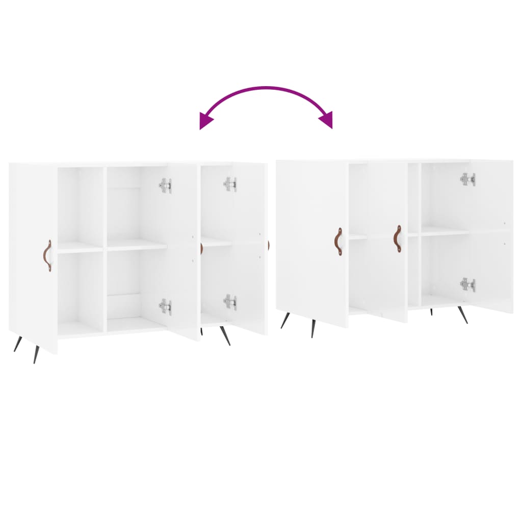 Sideboard, white, 90x34x80cm, engineered wood, high gloss