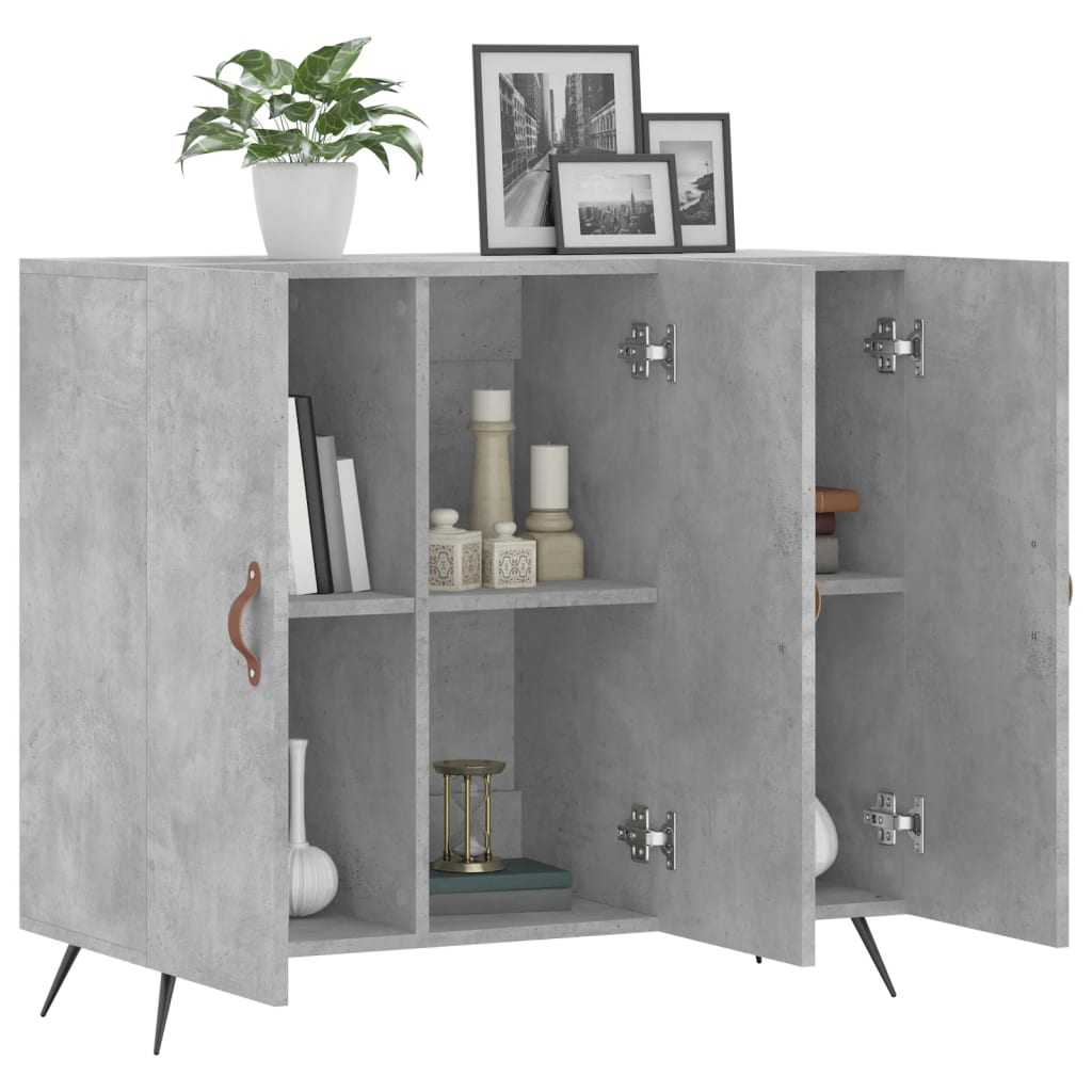 Sānu skapītis, betona pelēks, 90x34x80cm, apstrādāta koksne