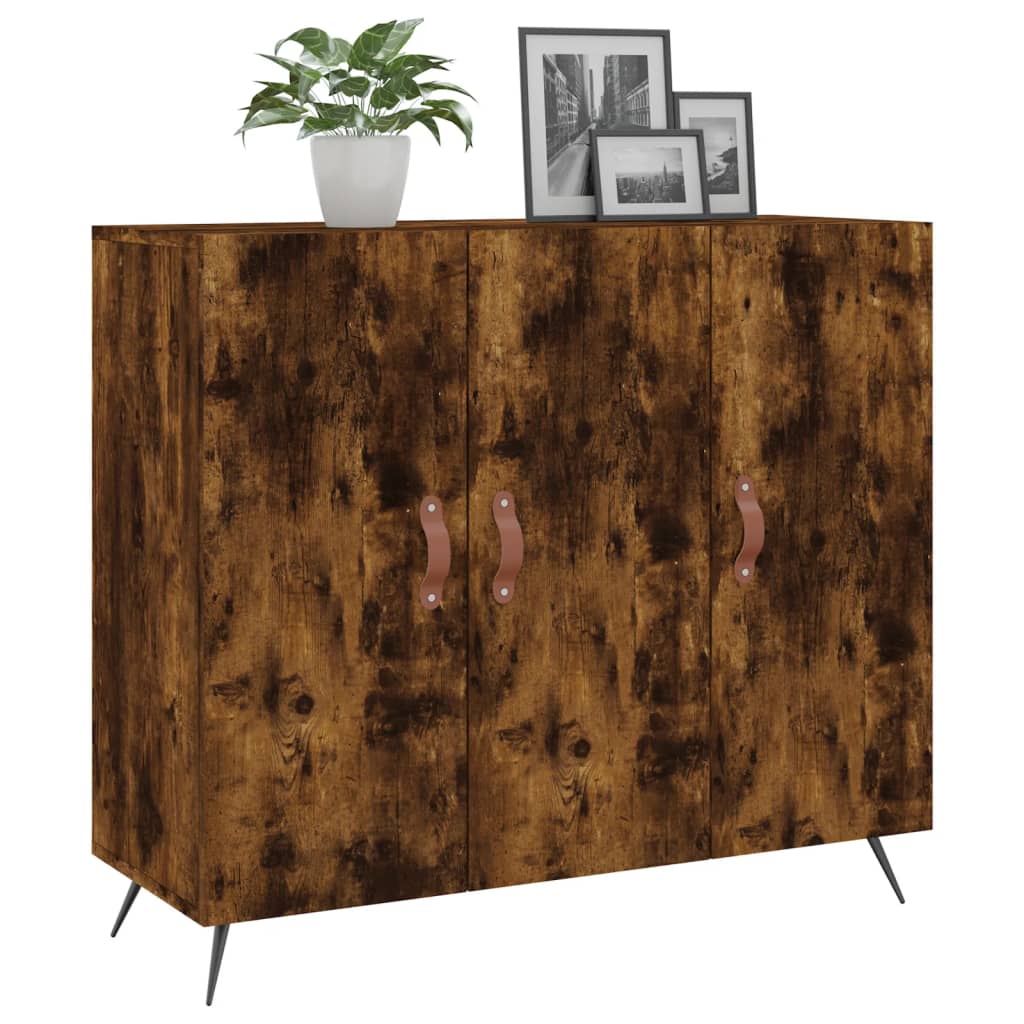Sideboard, smoked oak, 90x34x80cm, engineered wood