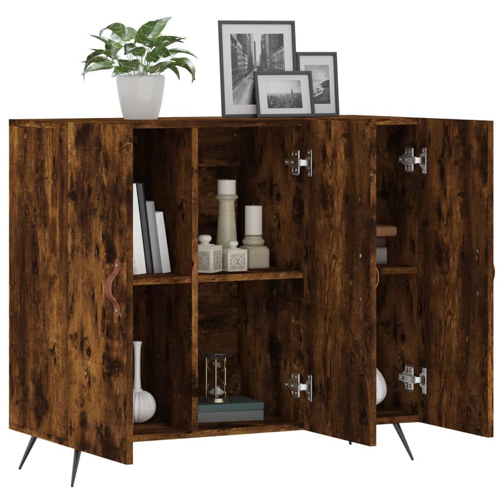 Sideboard, smoked oak, 90x34x80cm, engineered wood