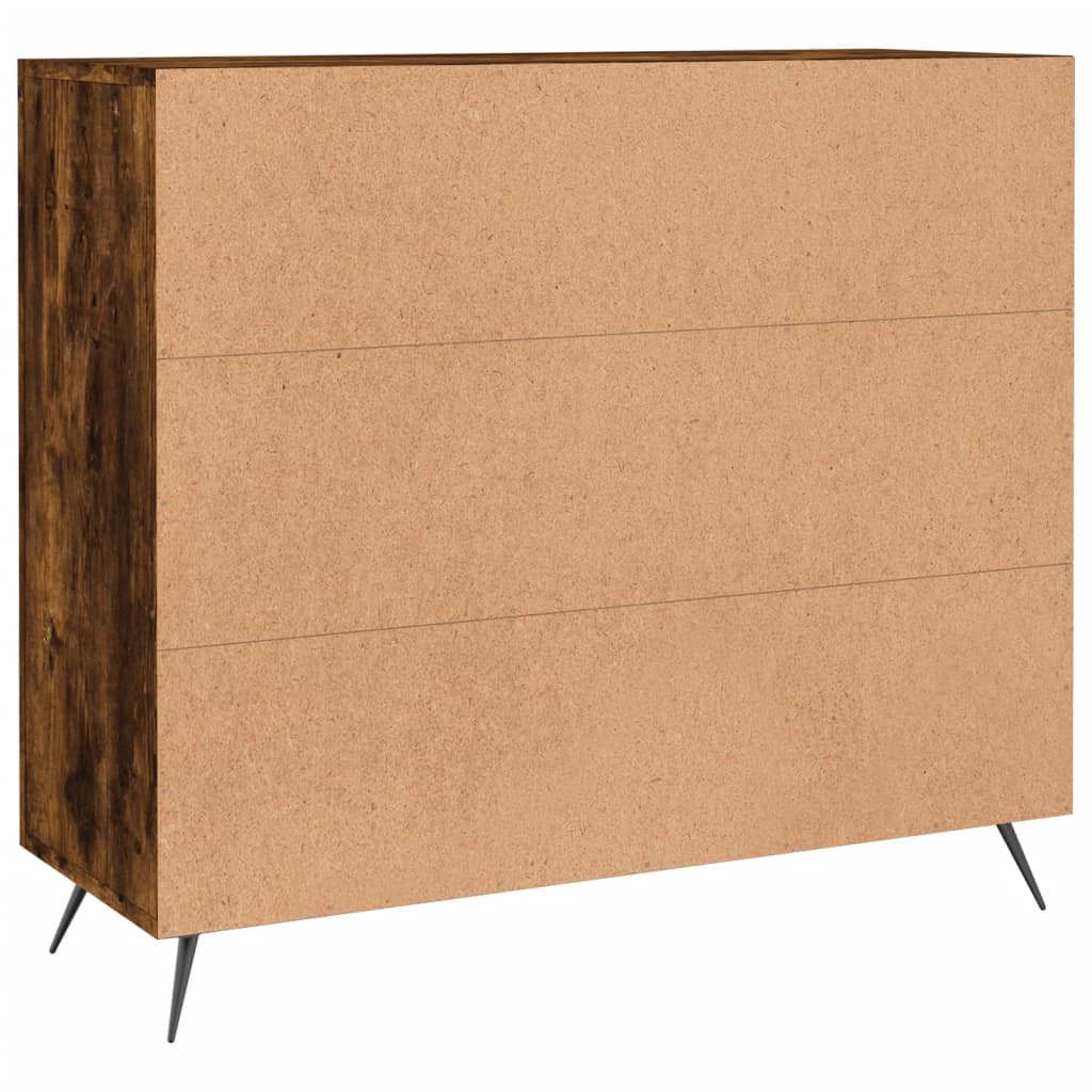Sideboard, smoked oak, 90x34x80cm, engineered wood