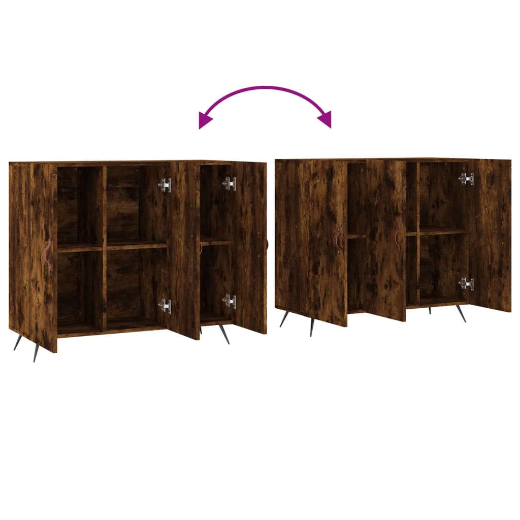 Sideboard, smoked oak, 90x34x80cm, engineered wood