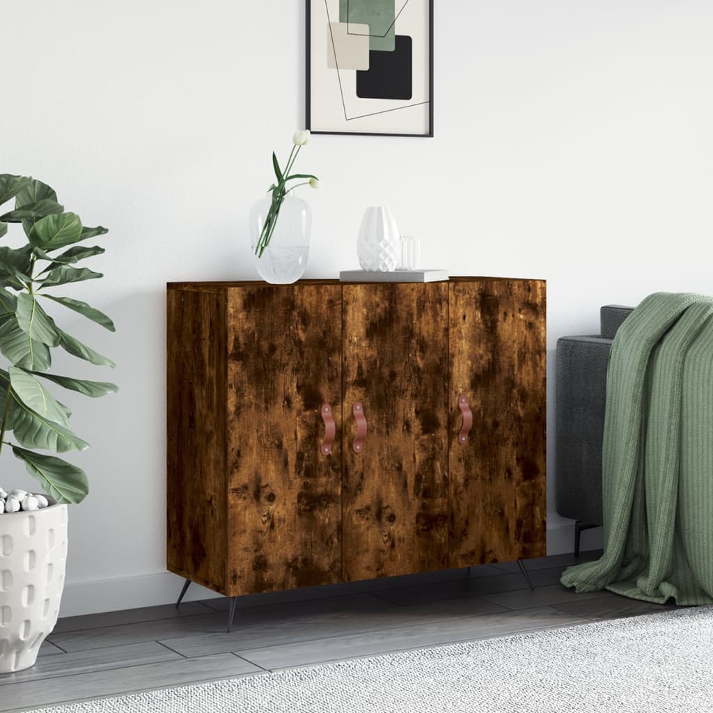 Sideboard, smoked oak, 90x34x80cm, engineered wood