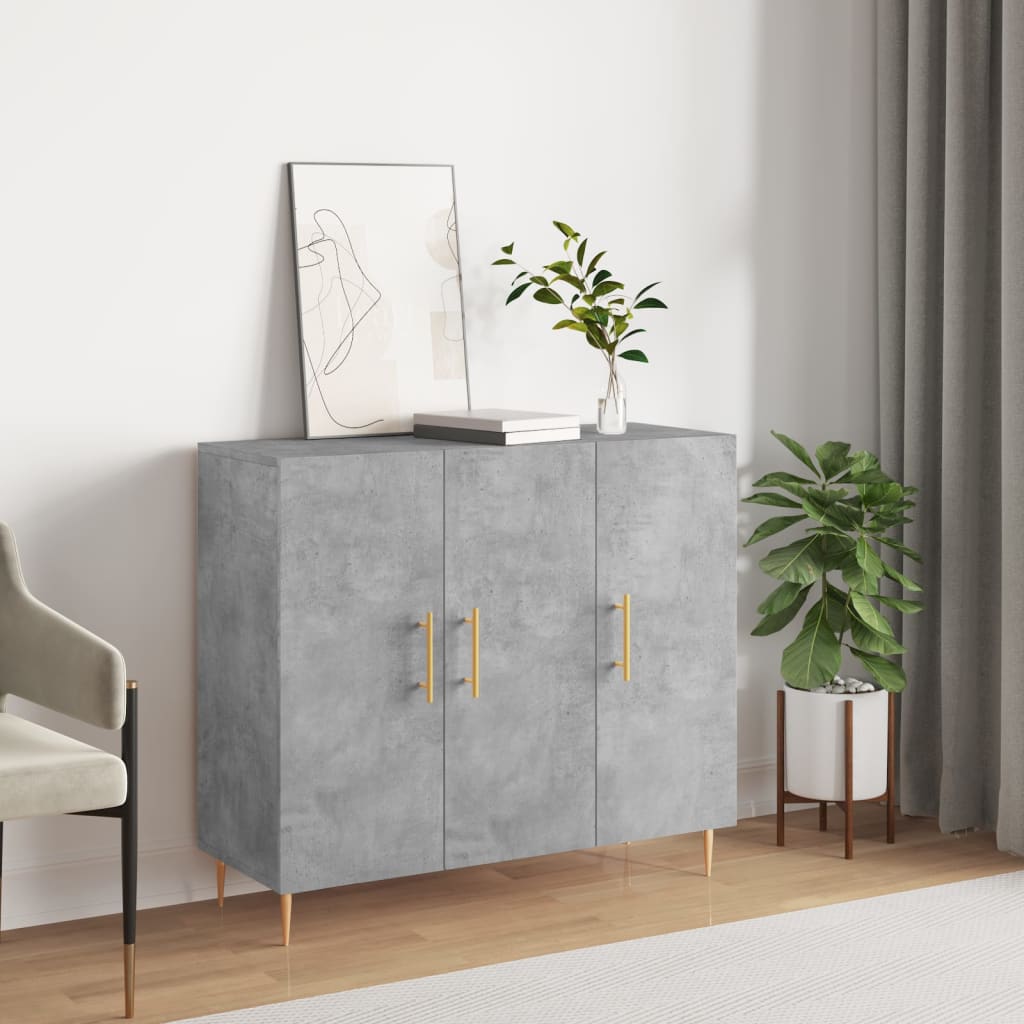 Sānu skapītis, betona pelēks, 90x34x80cm, apstrādāta koksne