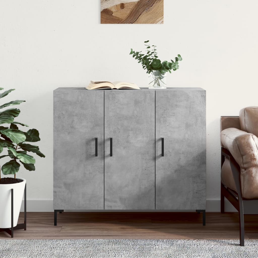 Sānu skapītis, betona pelēks, 90x34x80cm, apstrādāta koksne