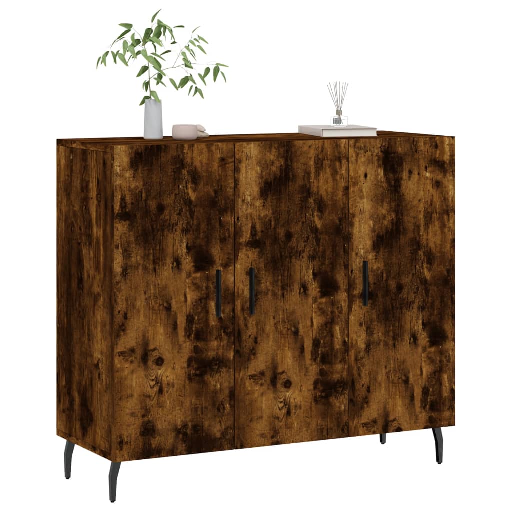 Sideboard, smoked oak, 90x34x80cm, engineered wood