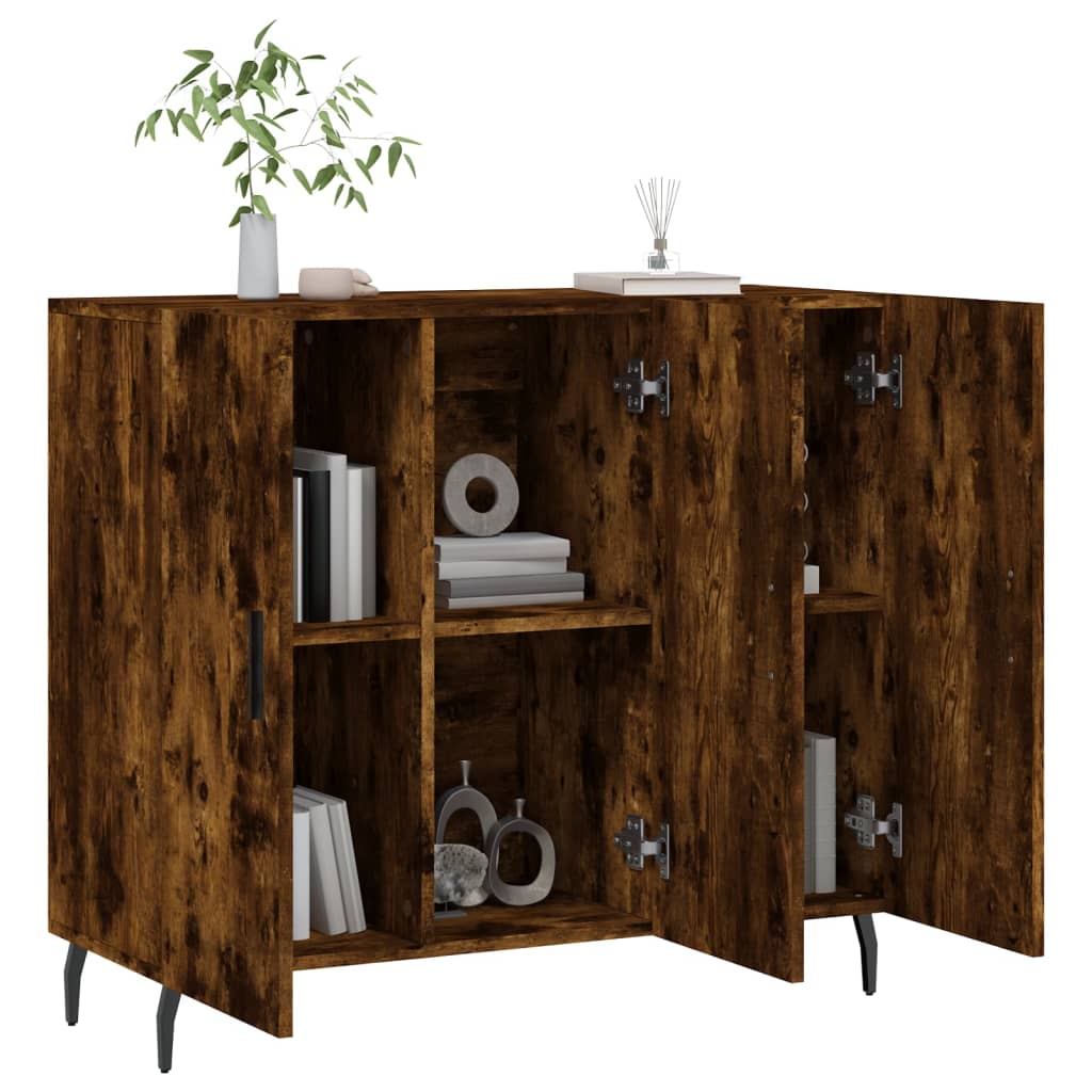 Sideboard, smoked oak, 90x34x80cm, engineered wood