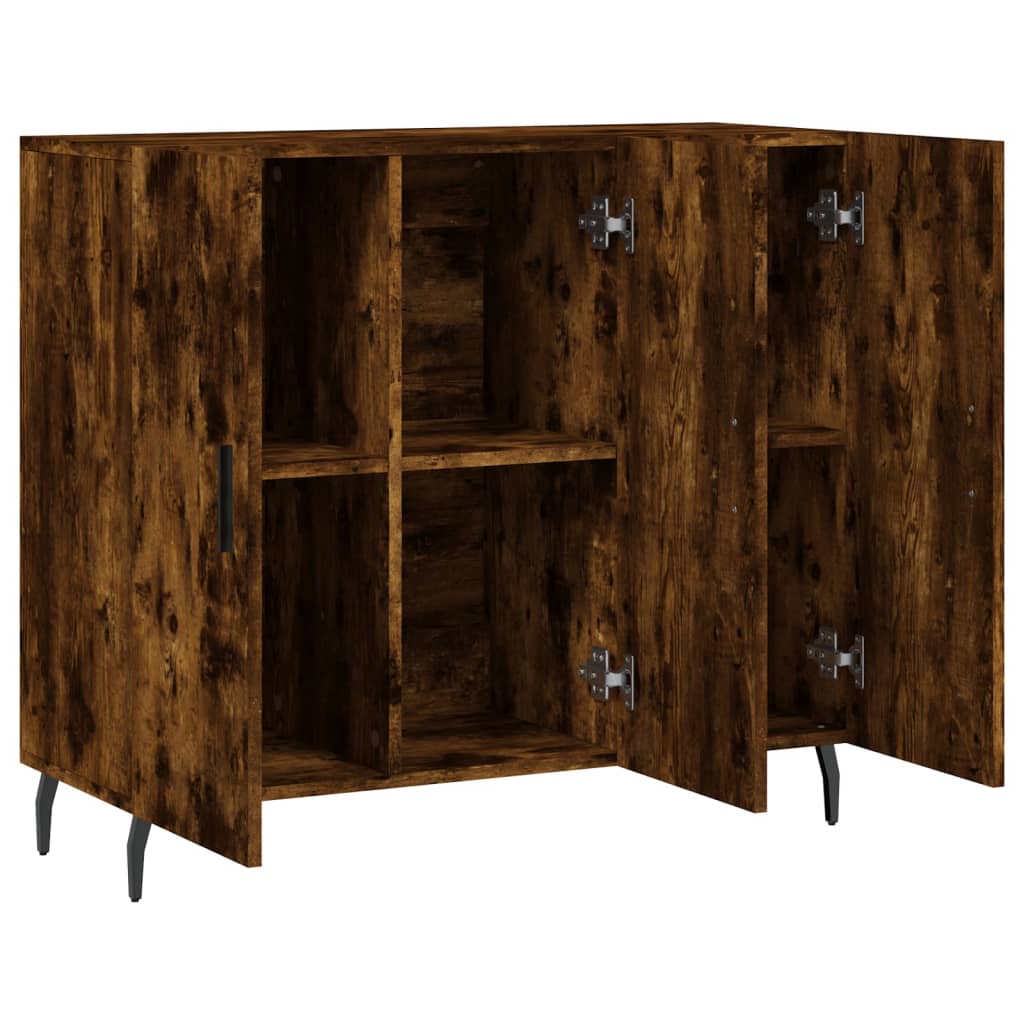 Sideboard, smoked oak, 90x34x80cm, engineered wood