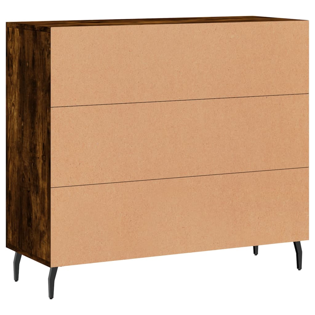 Sideboard, smoked oak, 90x34x80cm, engineered wood