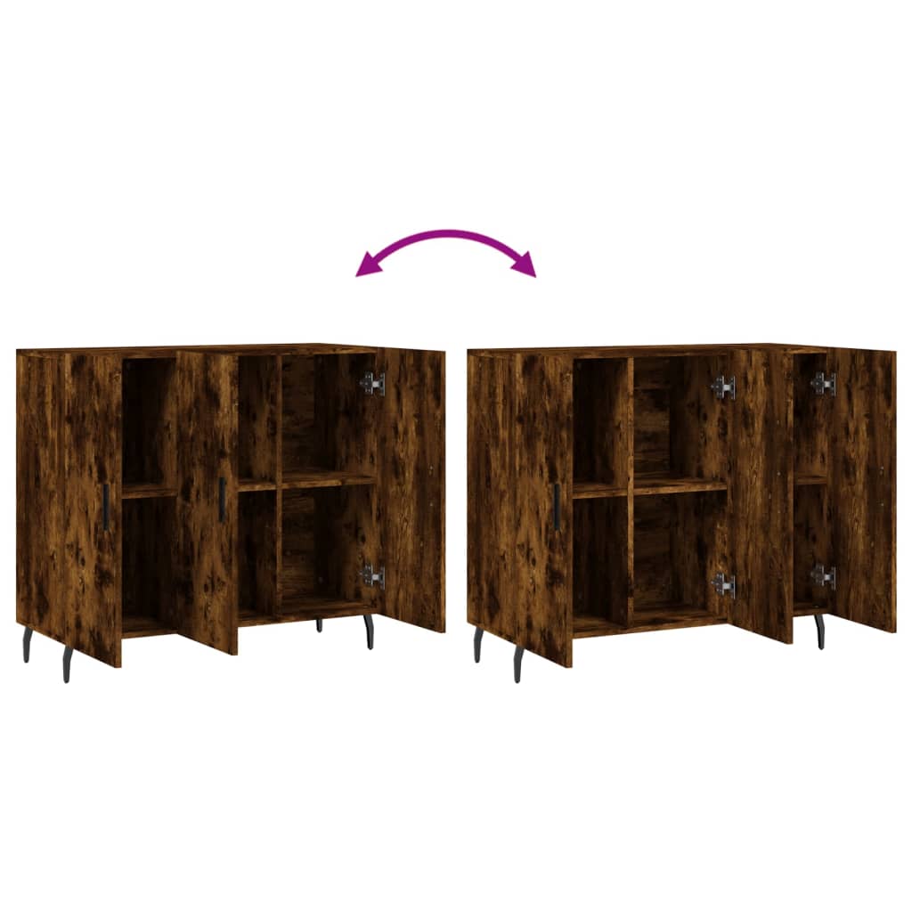 Sideboard, smoked oak, 90x34x80cm, engineered wood