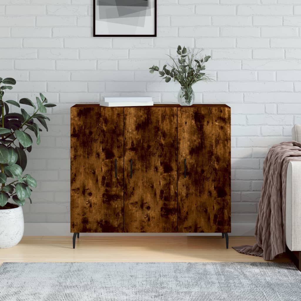 Sideboard, smoked oak, 90x34x80cm, engineered wood