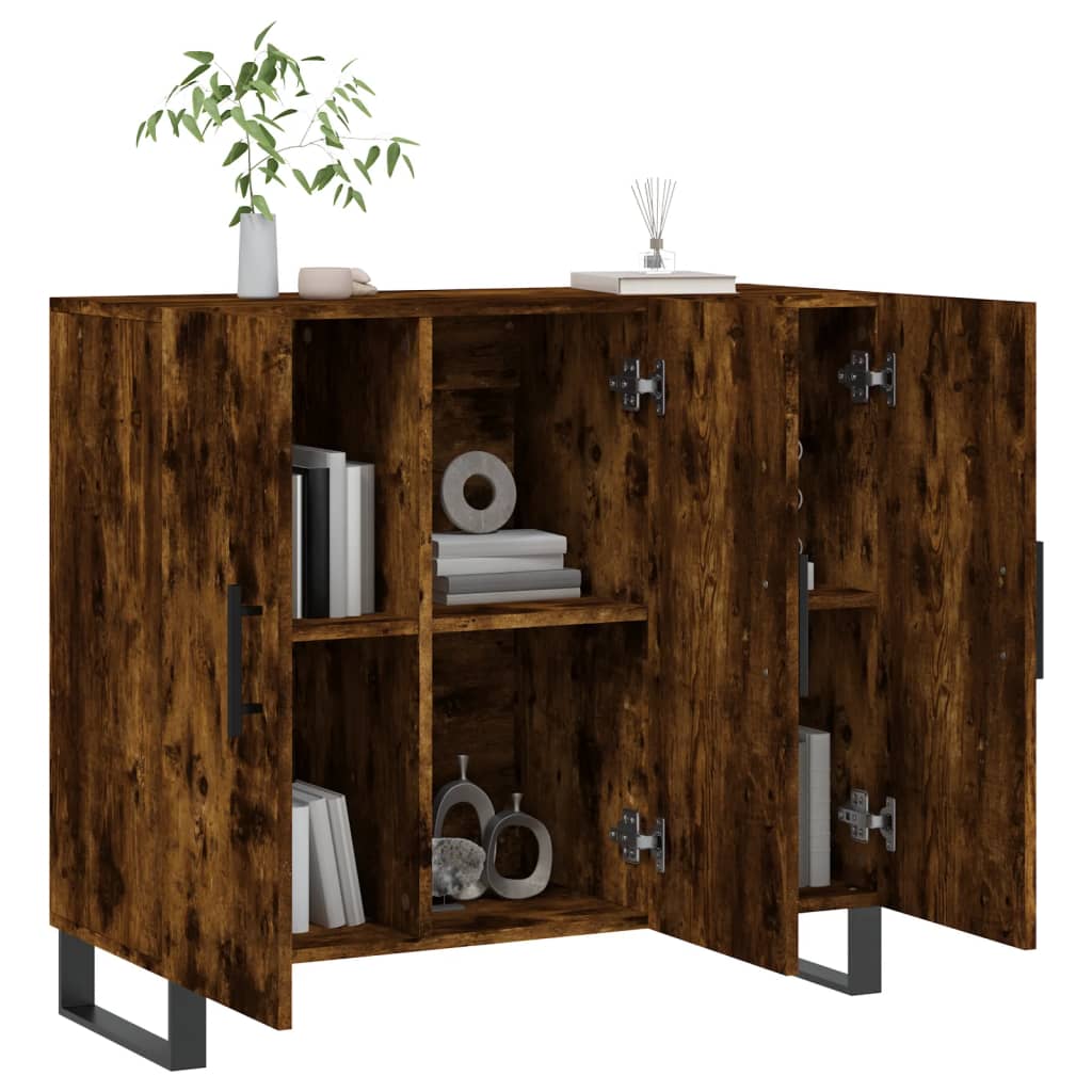 Sideboard, smoked oak, 90x34x80cm, engineered wood