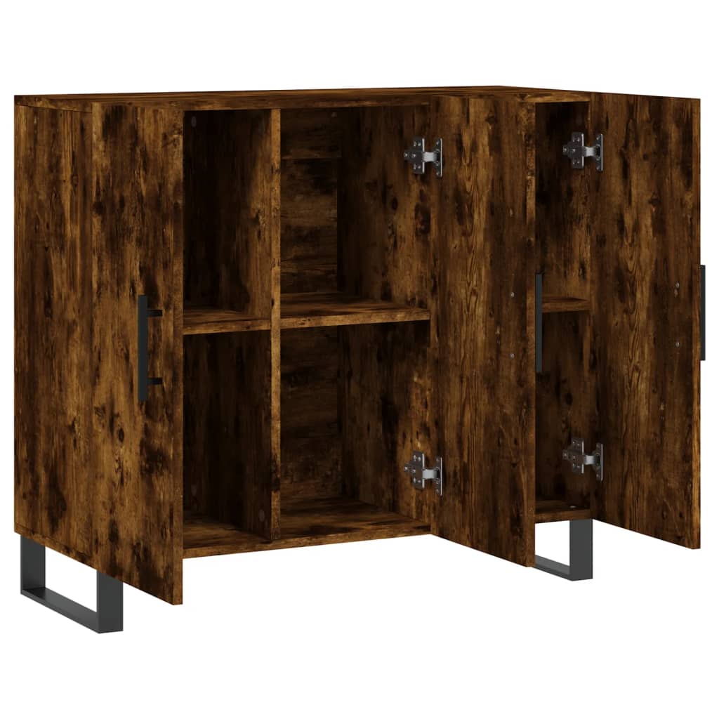 Sideboard, smoked oak, 90x34x80cm, engineered wood