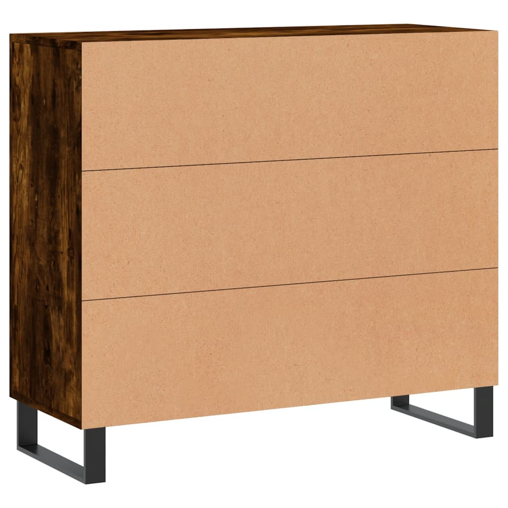 Sideboard, smoked oak, 90x34x80cm, engineered wood