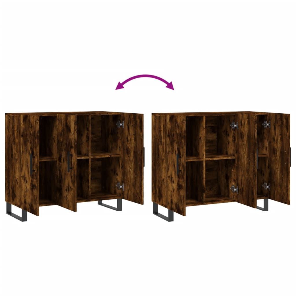 Sideboard, smoked oak, 90x34x80cm, engineered wood