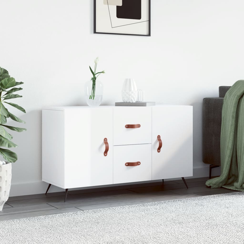 Side cabinet, white, 100x36x60cm, engineered wood, high-gloss