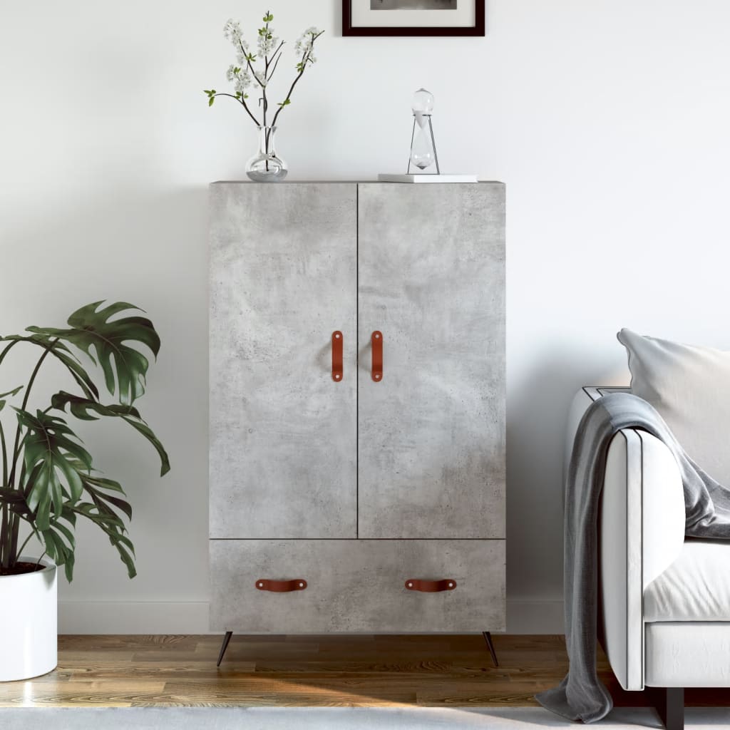 Kumode, betona pelēka krāsa, 69,5x31x115cm, apstrādāta koksne