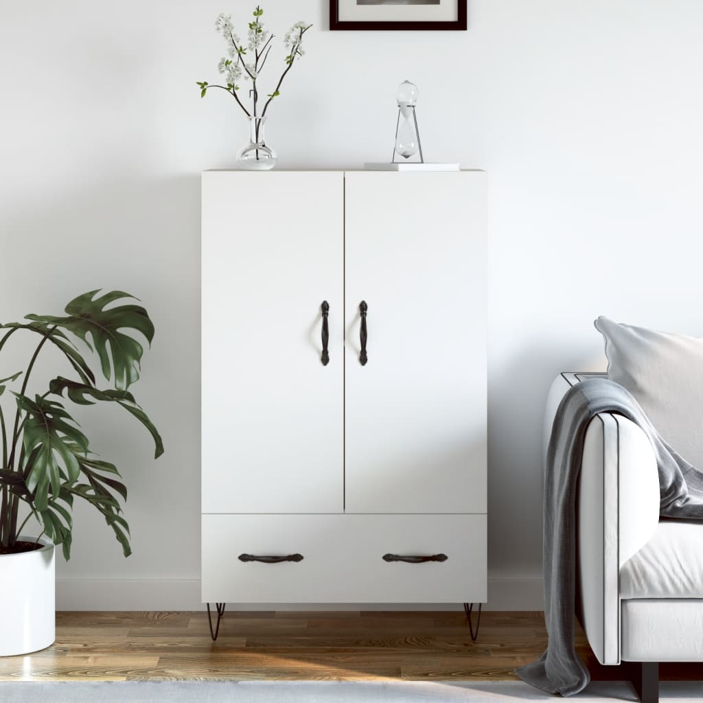 Chest of drawers, white, 69.5x31x115cm, engineered wood
