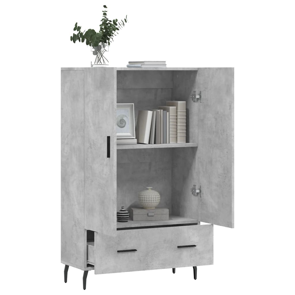 Chest of drawers, concrete grey, 69.5x31x115cm, engineered wood