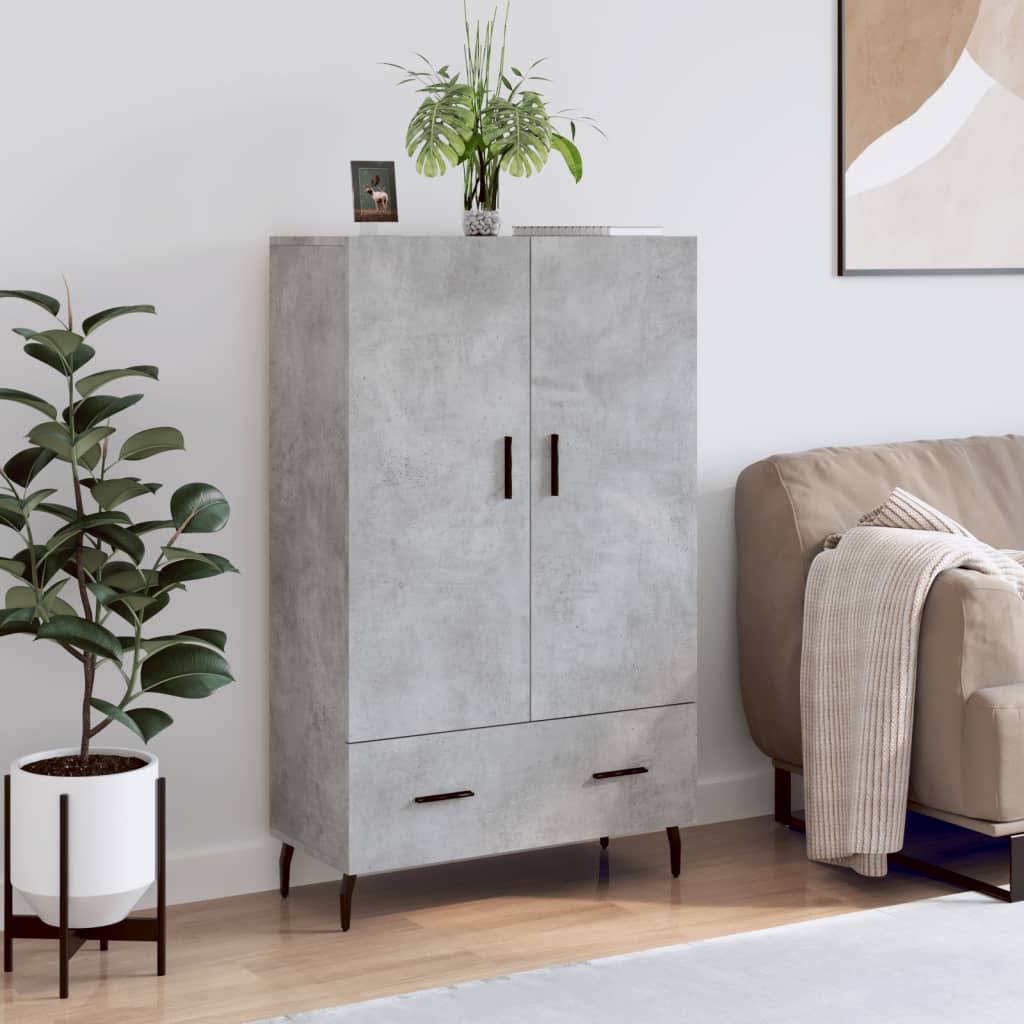 Chest of drawers, concrete grey, 69.5x31x115cm, engineered wood