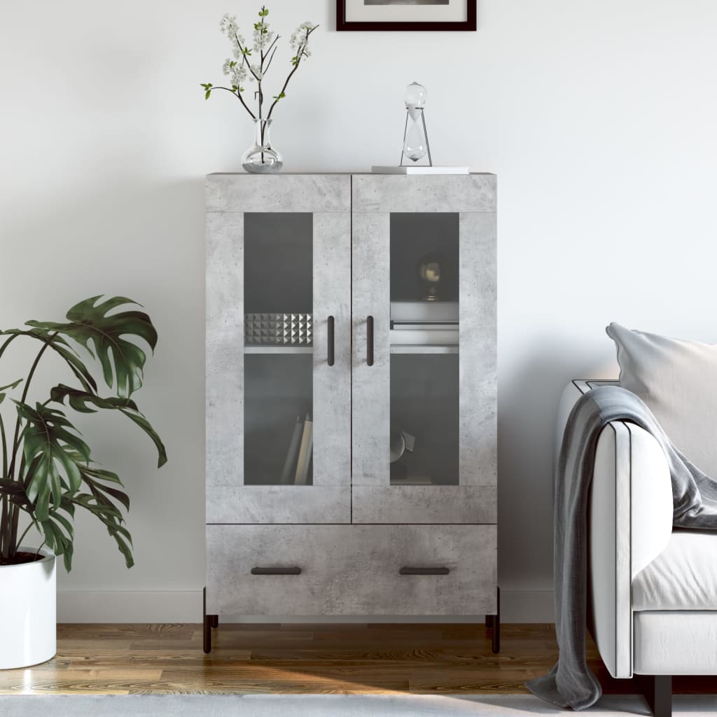 Chest of drawers, concrete grey, 69.5x31x115cm, engineered wood