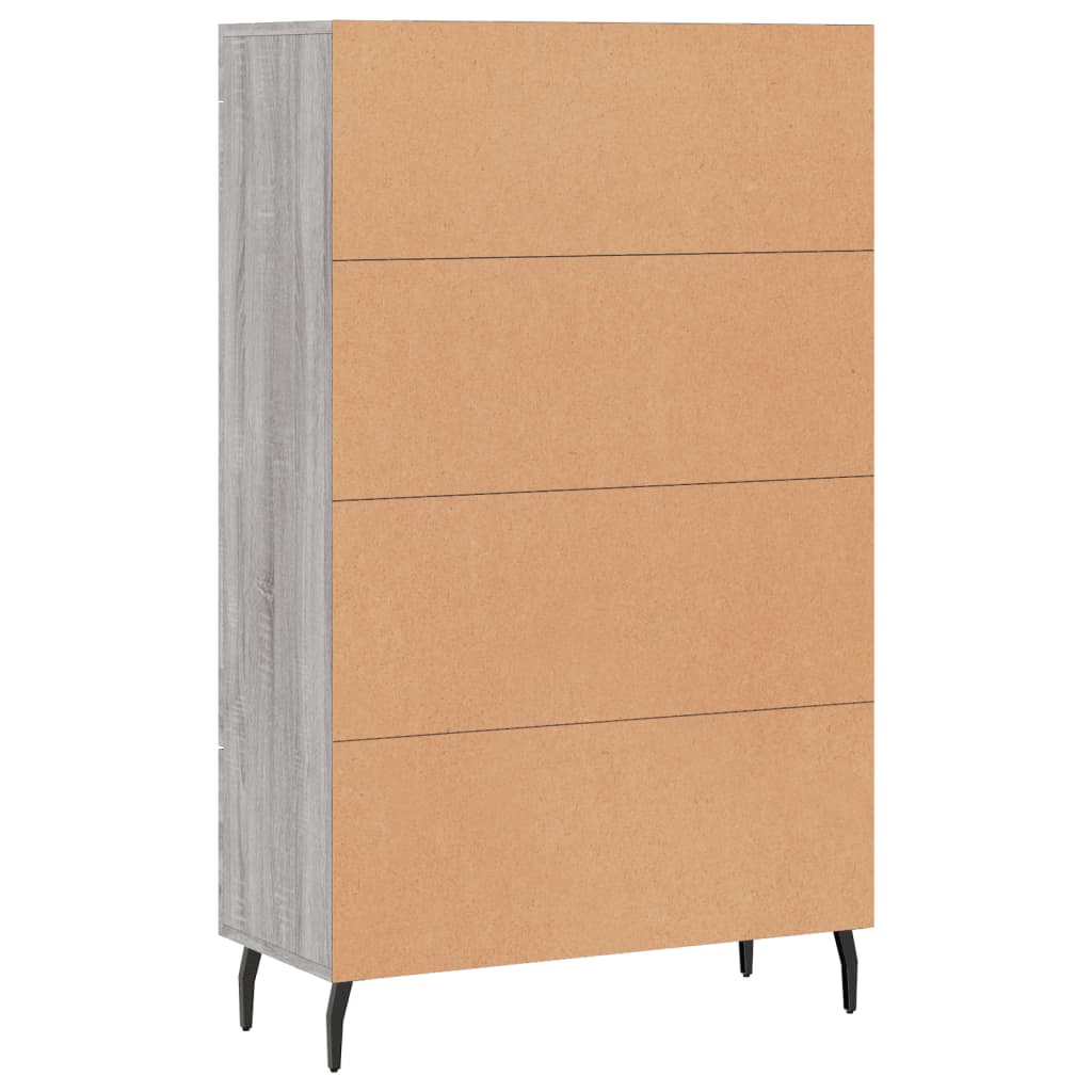 Chest of drawers, grey oak, 69.5x31x115cm, engineered wood