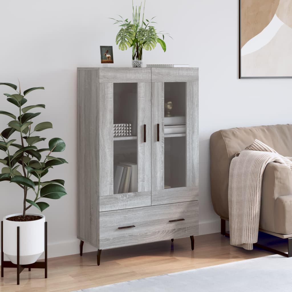 Chest of drawers, grey oak, 69.5x31x115cm, engineered wood