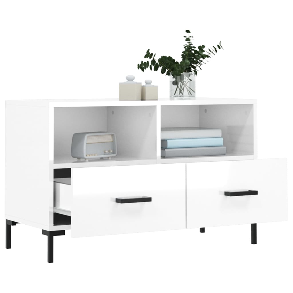 TV cabinet, white, 80x36x50cm, wood, glossy