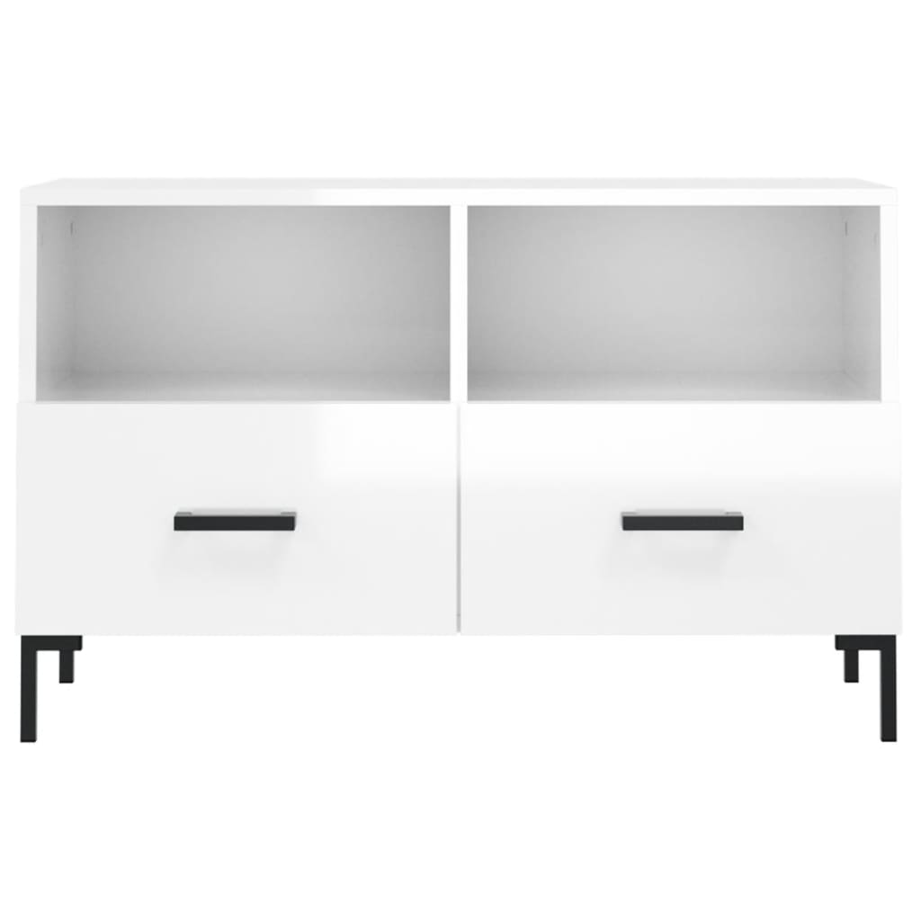 TV cabinet, white, 80x36x50cm, wood, glossy