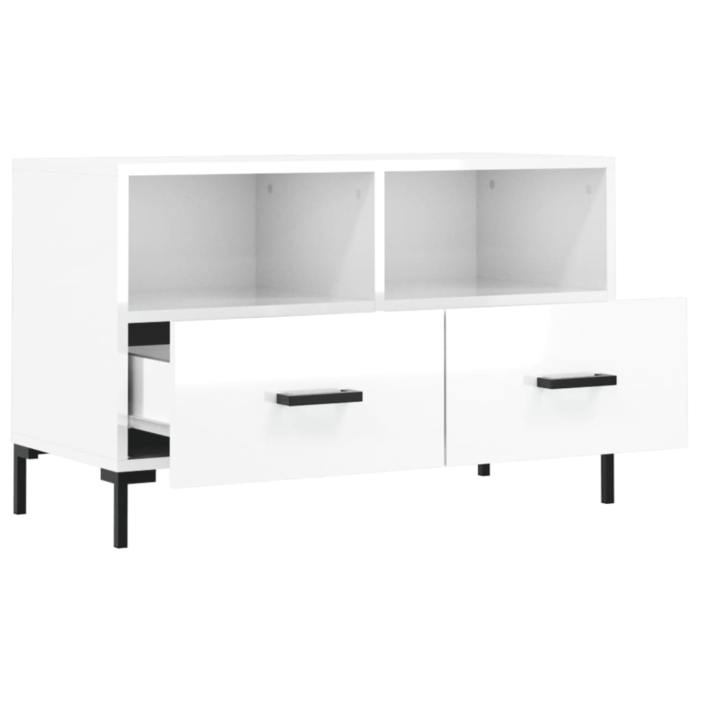 TV cabinet, white, 80x36x50cm, wood, glossy