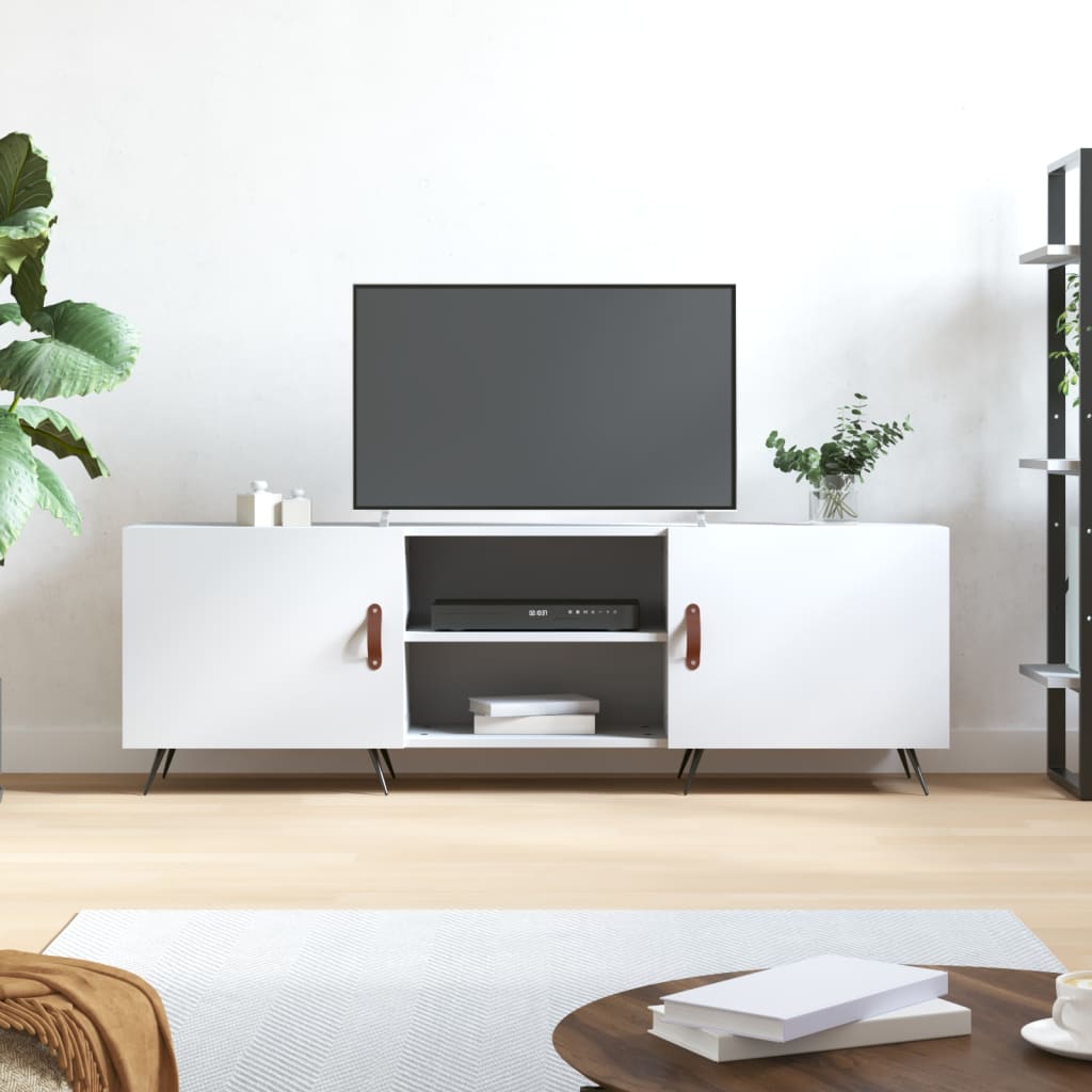Televizora skapītis, balts, 150x30x50cm, apstrādāta koksne