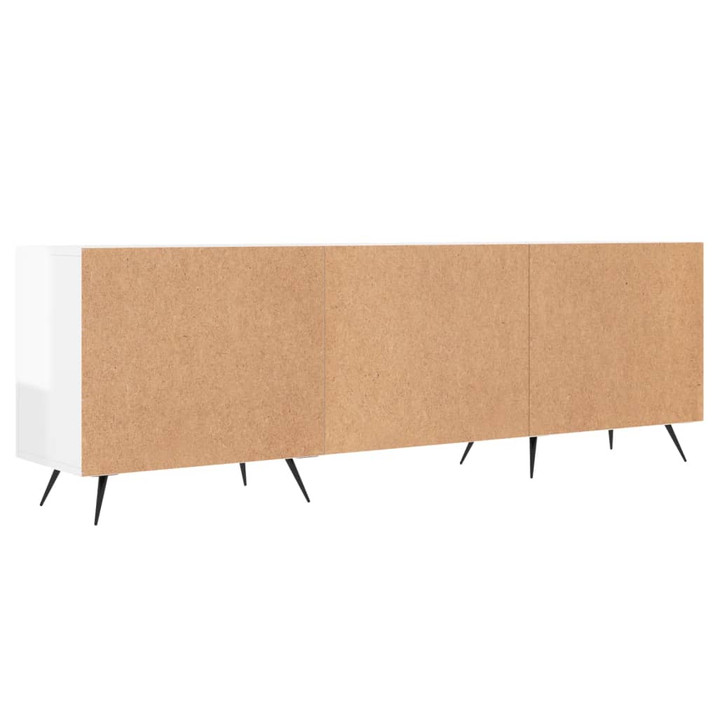 Televizora skapītis, balts, 150x30x50cm, koks, spīdīgs