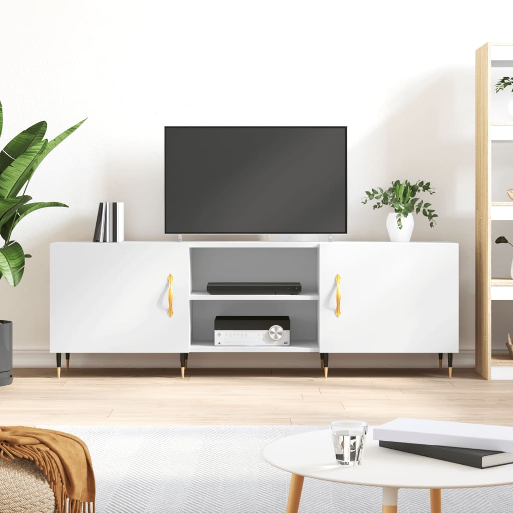 TV cabinet, white, 150x30x50cm, engineered wood