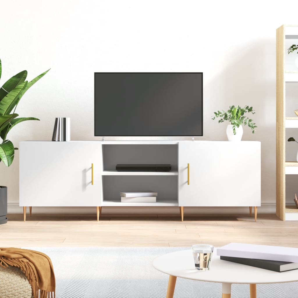 TV cabinet, white, 150x30x50cm, engineered wood