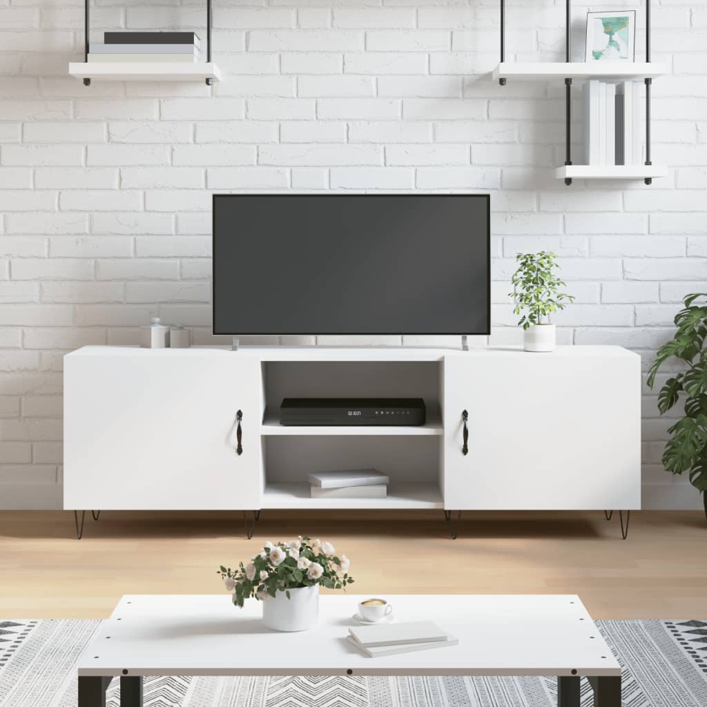 Televizora skapītis, balts, 150x30x50cm, apstrādāta koksne