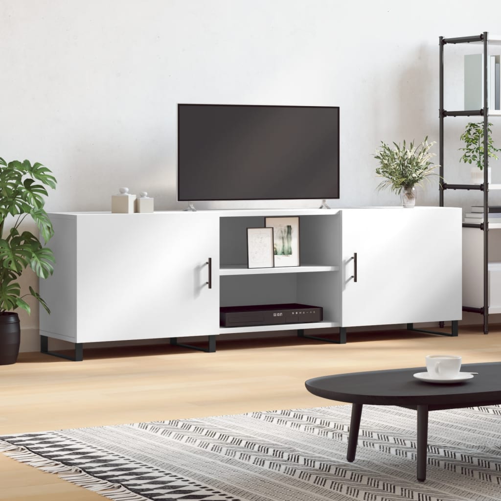 TV cabinet, white, 150x30x50cm, engineered wood