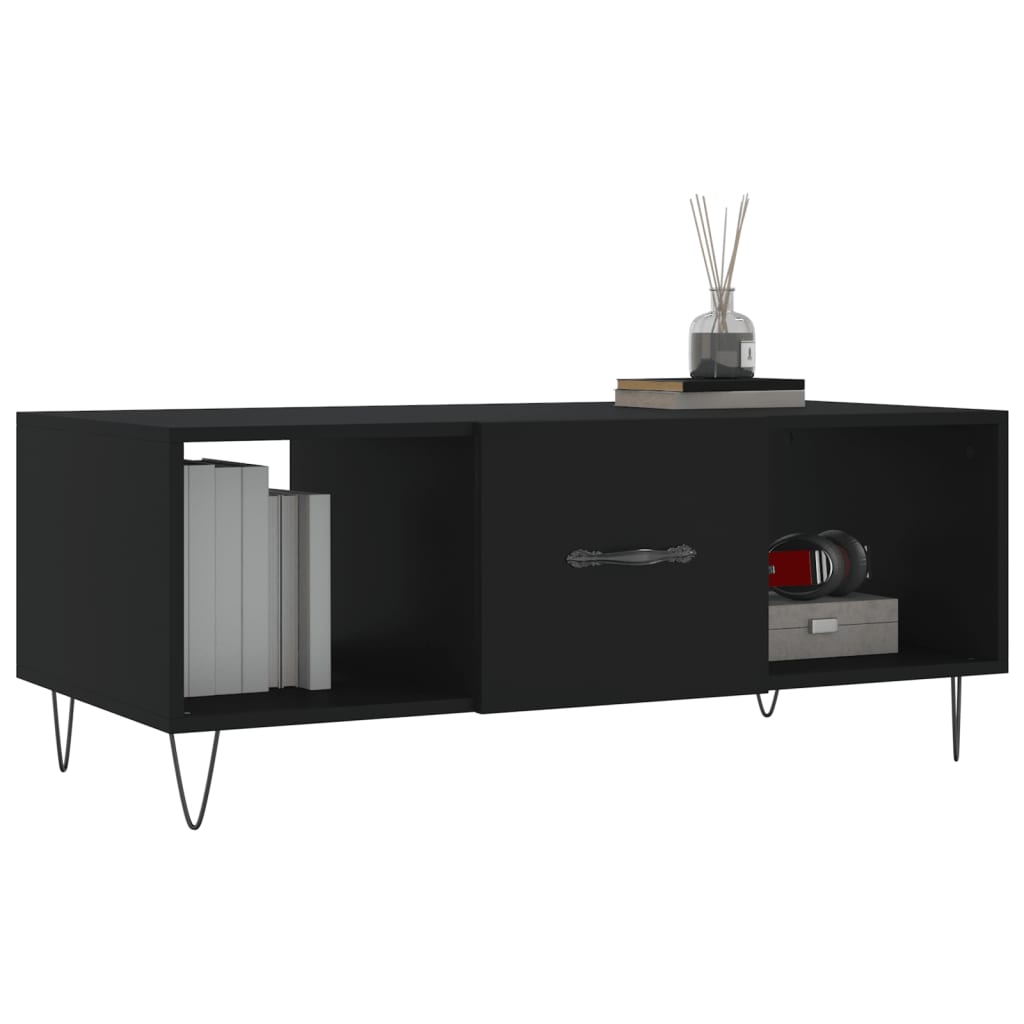 Coffee table, black, 102x50x40cm, engineered wood