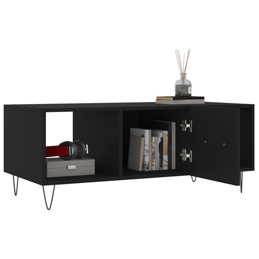 Coffee table, black, 102x50x40cm, engineered wood