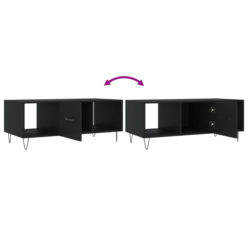 Coffee table, black, 102x50x40cm, engineered wood