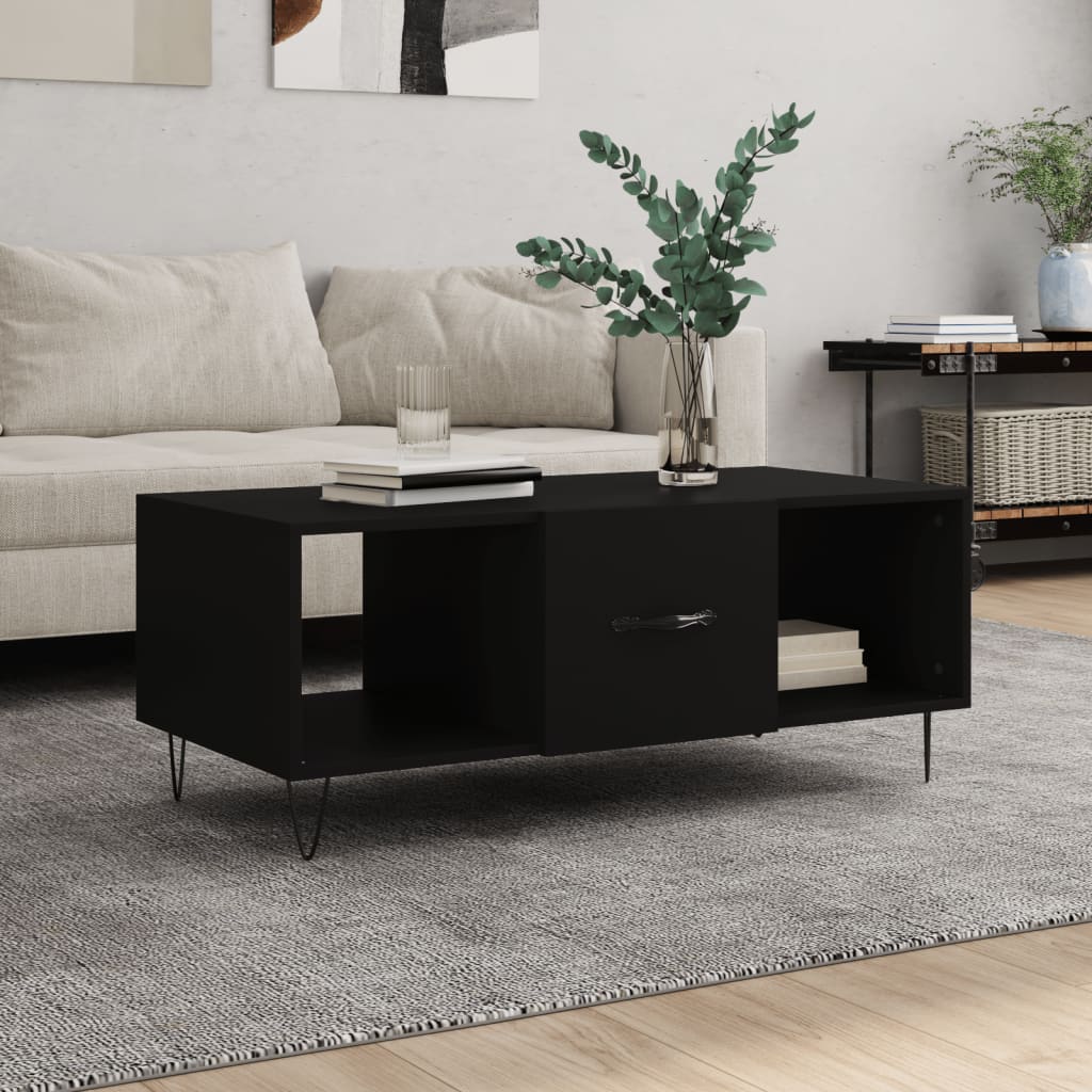 Coffee table, black, 102x50x40cm, engineered wood