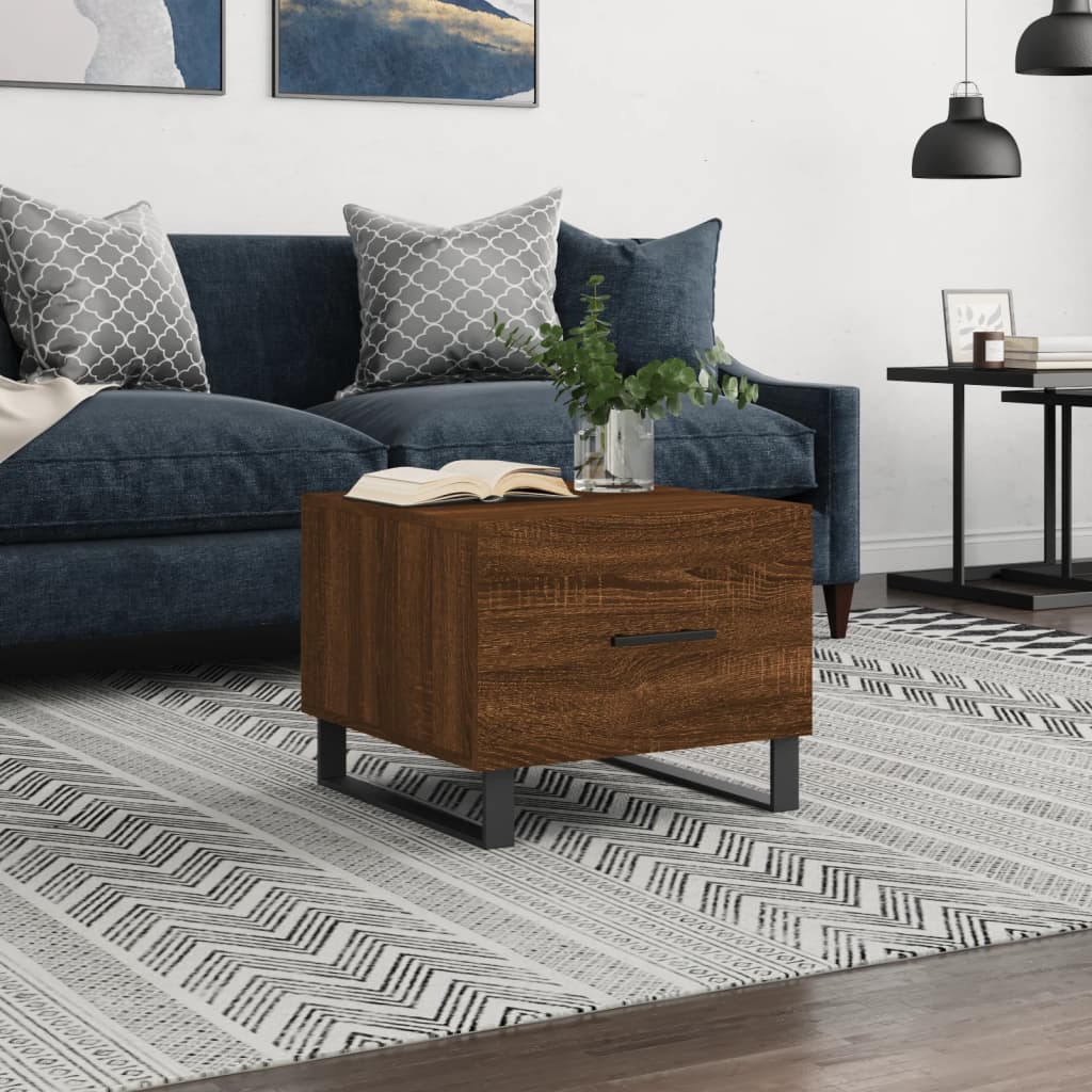 Coffee table, brown oak, 50x50x40cm, engineered wood