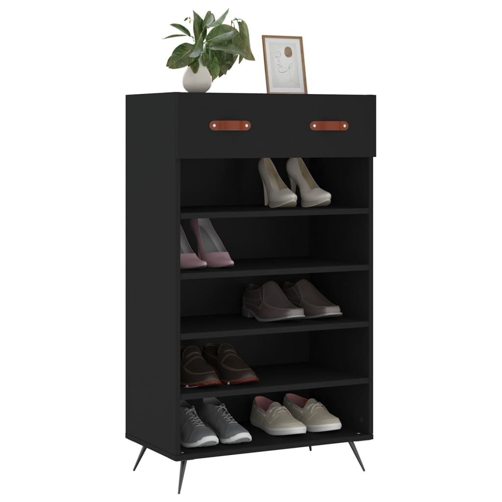 Shoe cabinet, black, 60x35x105cm, engineered wood