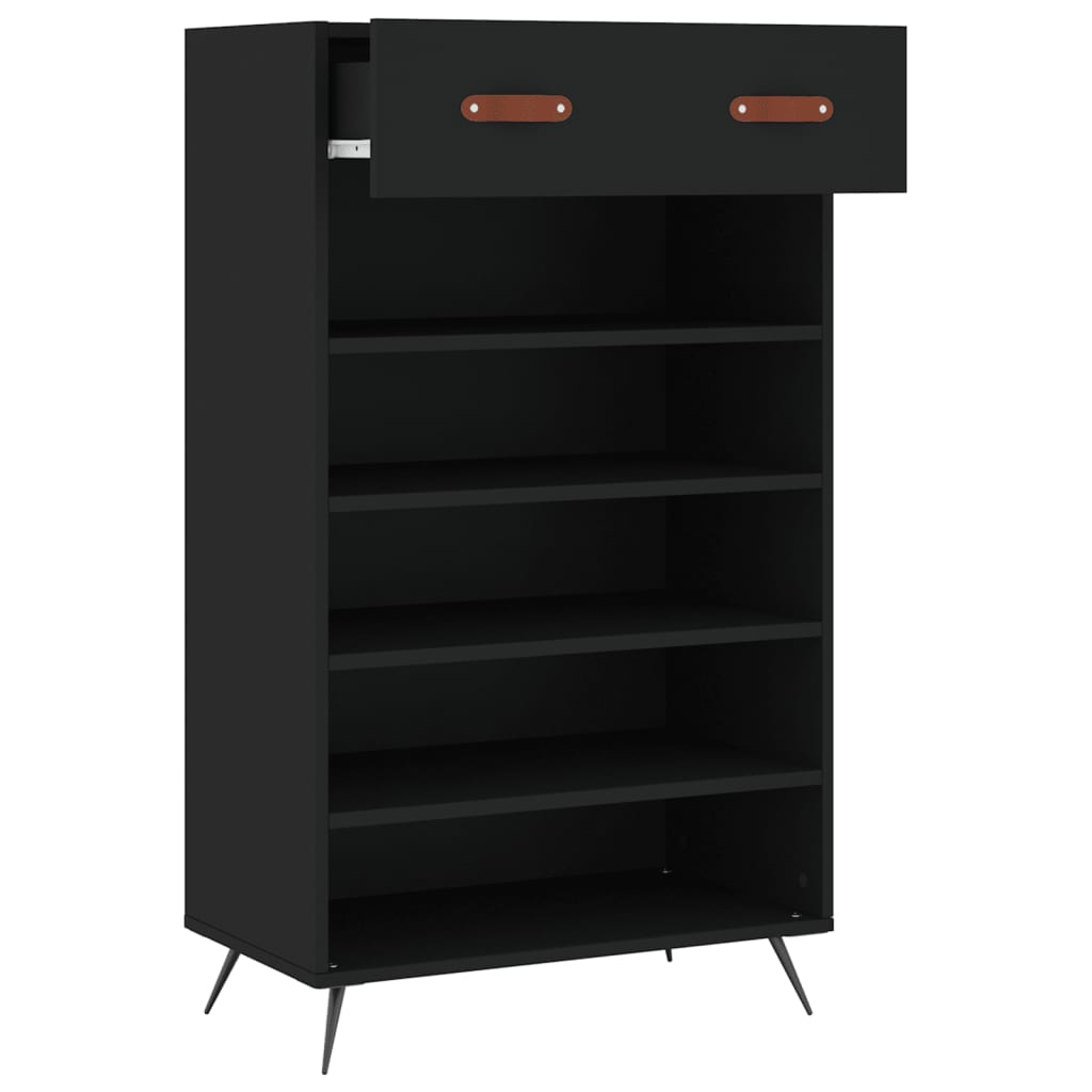 Shoe cabinet, black, 60x35x105cm, engineered wood