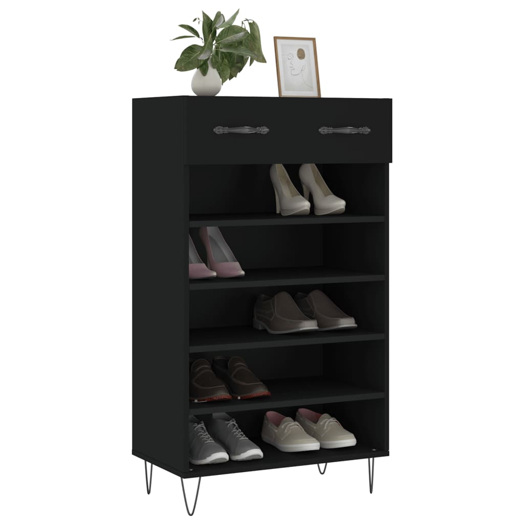 Shoe cabinet, black, 60x35x105cm, engineered wood