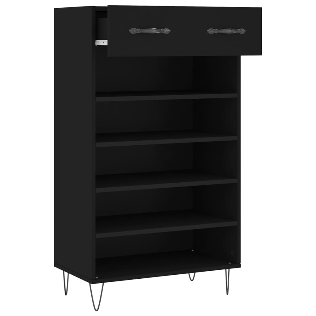 Shoe cabinet, black, 60x35x105cm, engineered wood